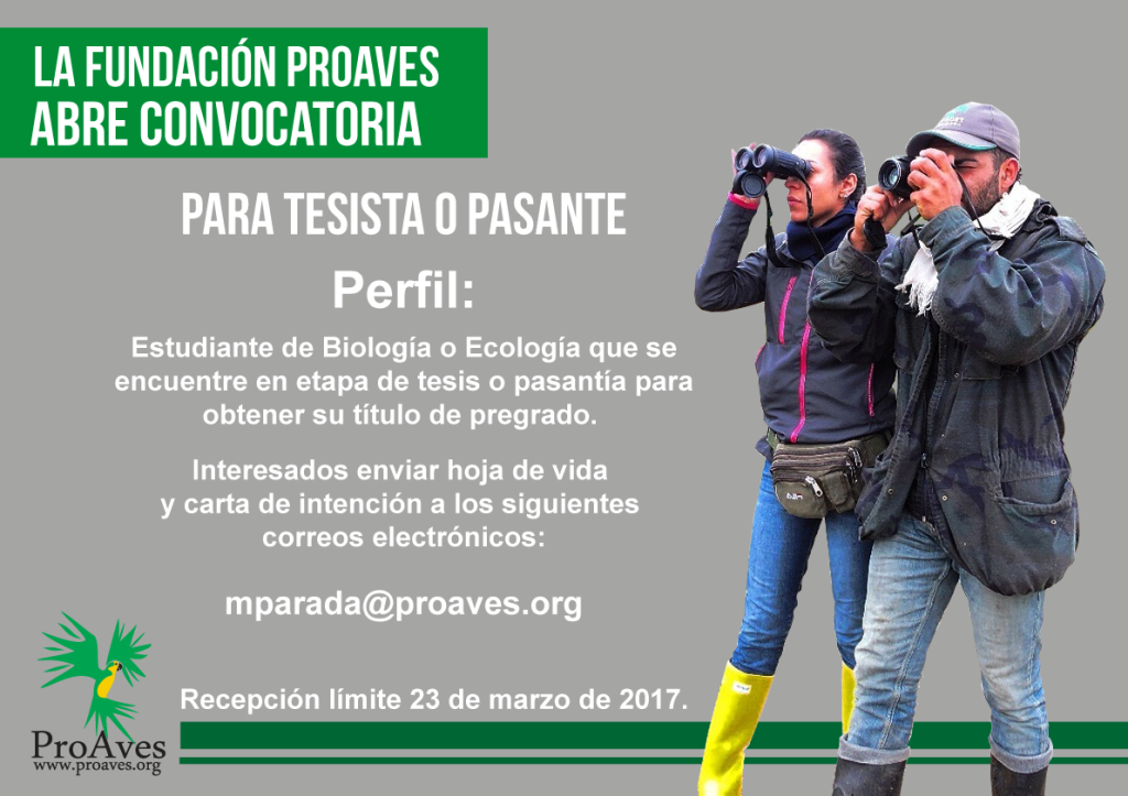 Tesis o pasantía para la evaluación y monitoreo poblacional